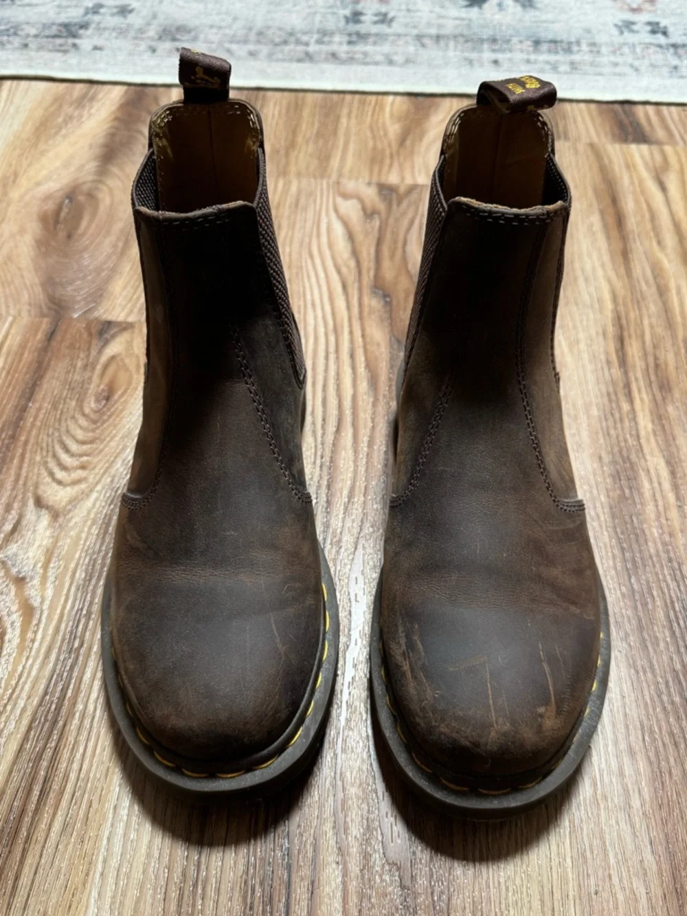 Dr. Martens Yellow Stitch Crazy Horse Leather Chelsea Boots - Picture 5 of 7